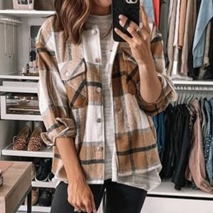 goodnight macaroon thick plaid oversized shacket